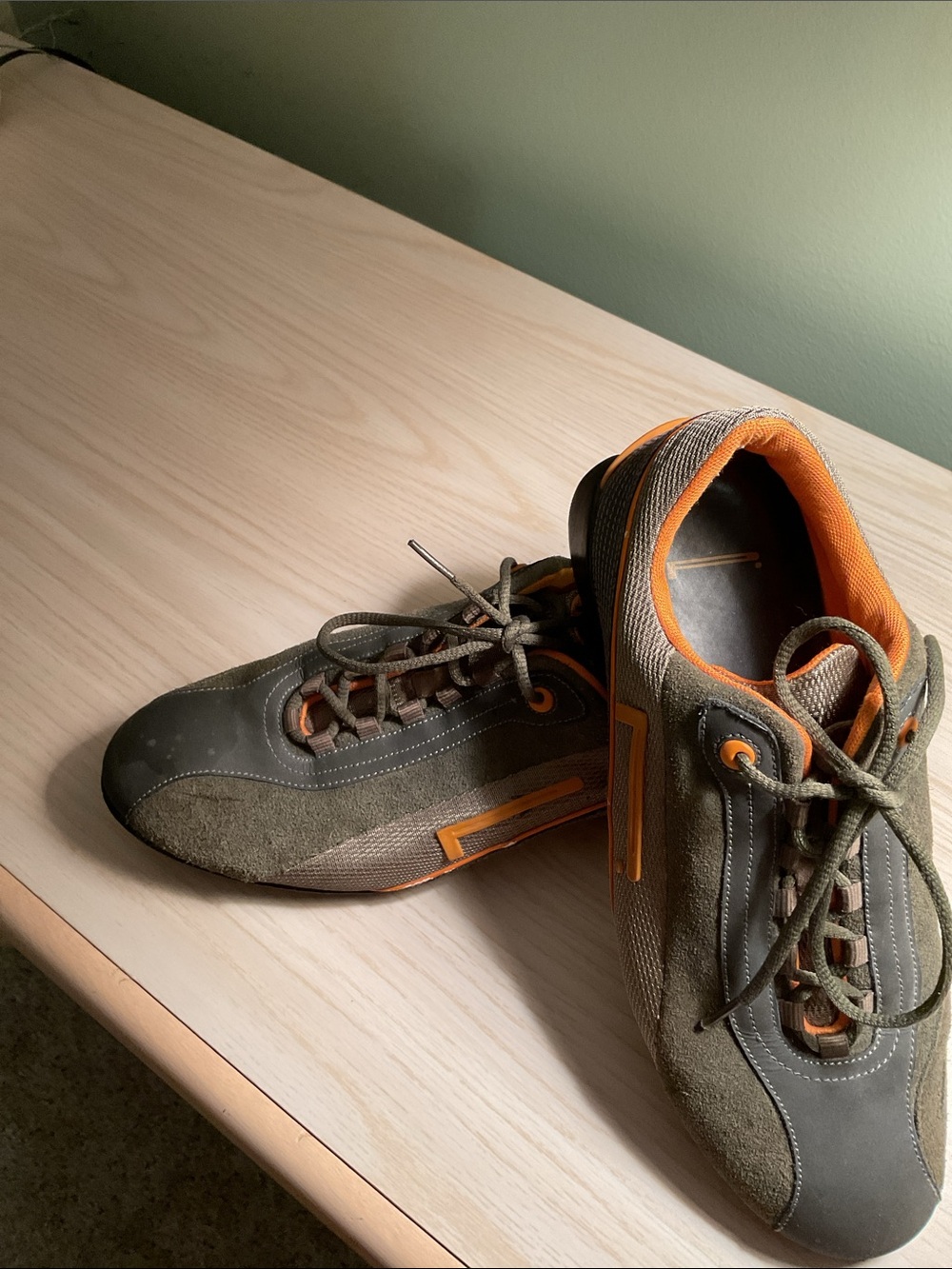 Pirelli Olive Green and Orange Casual Sneakers - Picture 1 of 5